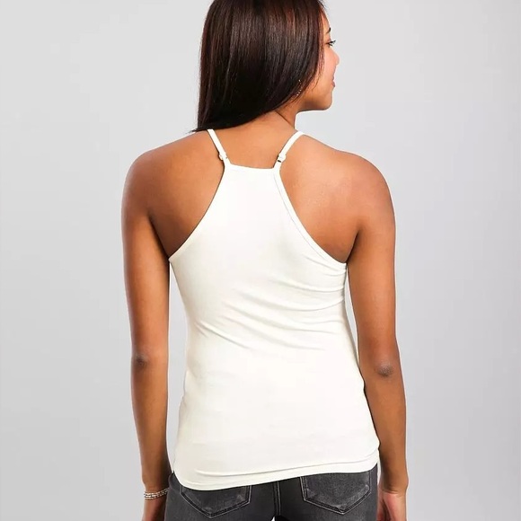 NWT High Neck Mesh Inset Tank Top in Cream - Picture 2 of 5